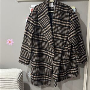 Avec Les Filles Black and Brown Checkered Teddy Jacket